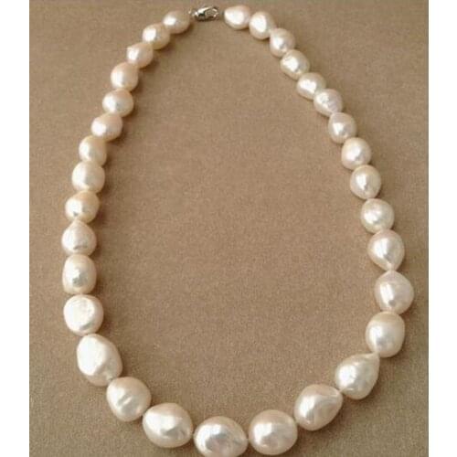Gorgeous 11-12mm south sea baroque white pearl necklace 18inch 925s KKK