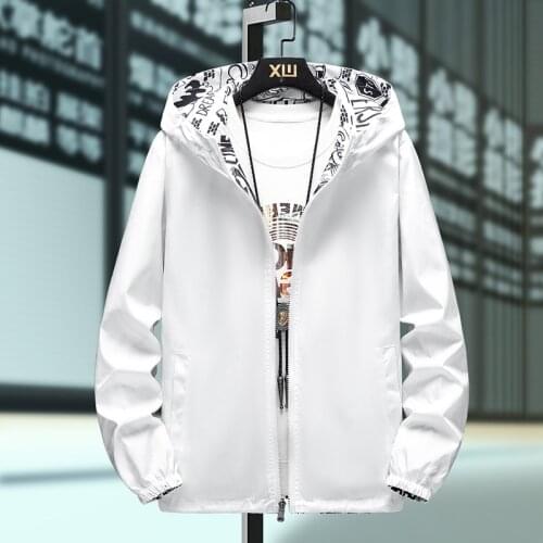 Windbreakers Jackets Clothing Plus Size M-5Xl 2021 Strewear Graffiti Printed Fashion Reversible Jacket Men Thin Hooded