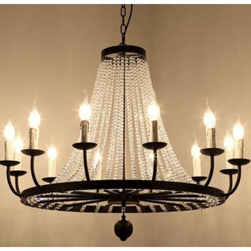 Vintage Elegant Black Crystal Chandelier Lustre Crystal Lighting for Living Room Bederoom Indoor E14 Led Chandeliers