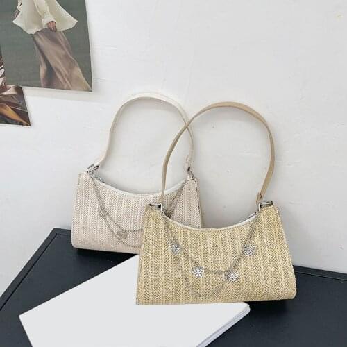 Vintage Women Hobos Summer Woven Butterfly Chain Small Shoulder Underarm Bags Casual Girls Small Shoulder Bags 2021