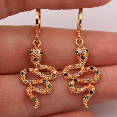 Dangle Drop Earrings Red Cubic Zirconia Animal Copper Earring For Women Fashion Jewelry Accessories Wedding Anniversary Gift