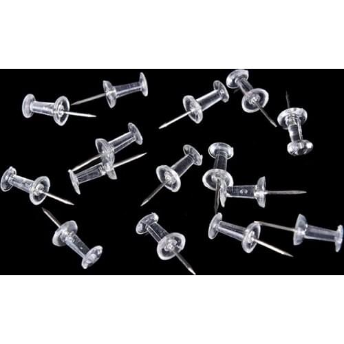 High 40 Pcs Transparent Push Pins Notice Board Map Thumb Tacks Point Bulletin