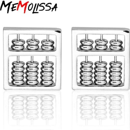 MeMolissa Fashion Silver Color Shirt cufflinks for mens Abacus Design cuff links High Quality abotoaduras top grade Jewelry