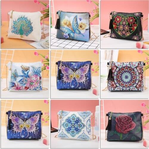New Fashion 5D Diamond Painting Mosaic Flowers Shoulder Bag For Women Handbag Rhinestones DIY Special Drill Embroidery