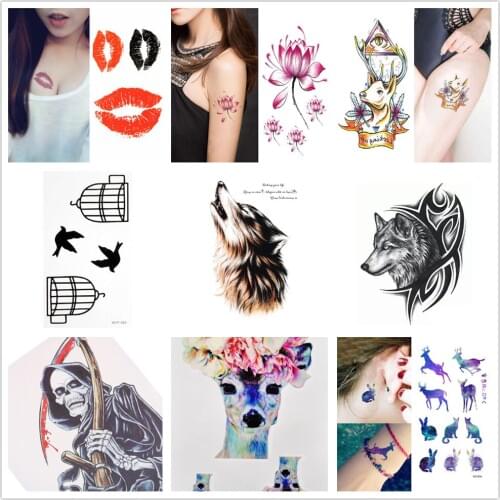 1 Fashion Colorful Flowers Tattoo Women New Waterproof Temporary Black Tattoo Sticker Body Art