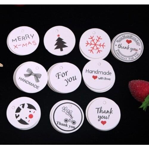 100pcs/lot 3.5cm White Round Paper Tags Wedding Party Favor Gift Hang Luggage Tags Price Bottle Box Packaging Tags Labels