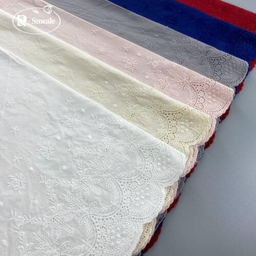 2Yards/Lot Width 43cm beige 100% Cotton Embroidered Lace Fabrics, Womens Clothing Diy Lace Trim Free Shipping RS643
