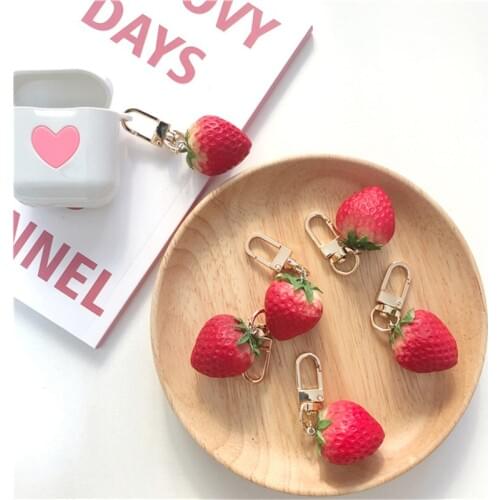 20pcs/Lot ins cute 3d carton Strawberry brooches for women riverdale for backpack keychain airpods Artificial fruit stray kids