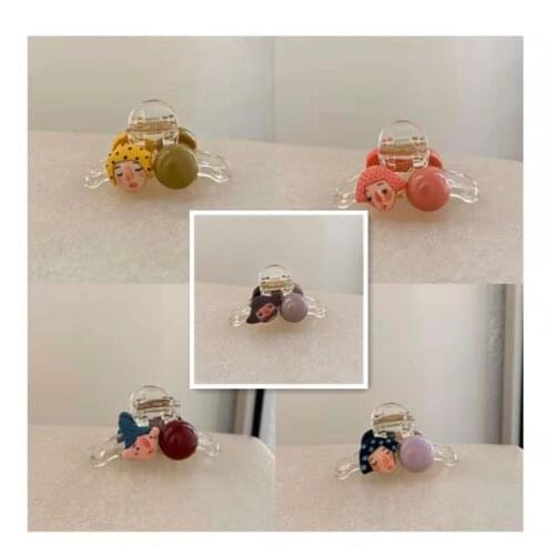 5 Pcs Acrylic Hair Accessoriess Hairpin Cartoon Graffiti Portrait Series Girl Hairpin Crab Claw Clip Ins Lady Hairpin Headdresss