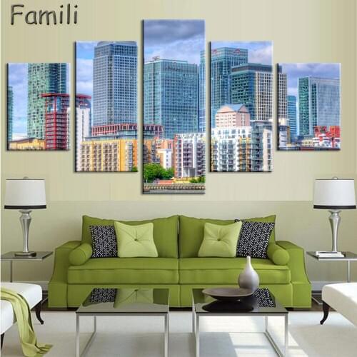 5pcs London Tower Bridge Red Bus Poster Minimalist Canvas Painting Black White Cityscape Wall Picture Print Modern Home Room Dec