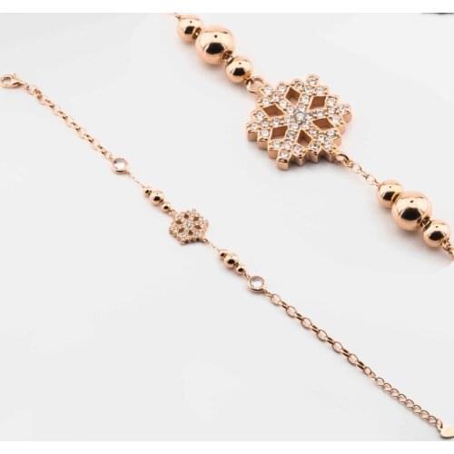 Rose Gold 925 Sterling Silver Bracelet with Zircon Stone and Snowflake Design