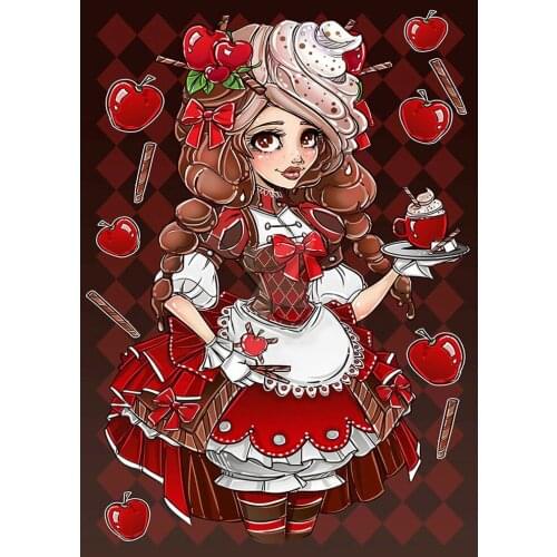 5D DIY Diamond Painting Carton Maid Girl Apple Full Drill Diamond Embroidery Cross Stitch Home Decor Craft Kits Needlework Gift