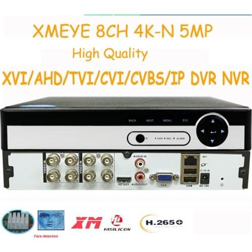 8CH 4K-N 5MP 6in1 AHD Camera DVR NVR Hybrid Video Recorder H.265 For Analog CVI TVI IP Cameras Surveillance Security CCTV P2P