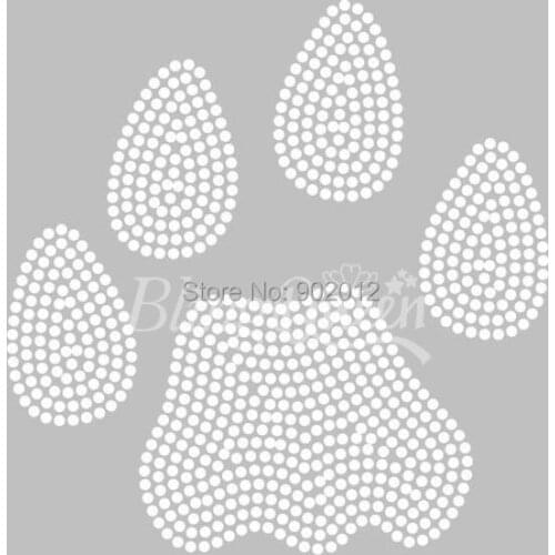 BlingQueen 25PCS/LOT Hot Fix Iron On Rhinestone Appliques Paw Design