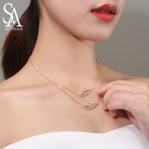 SA SILVERAGE Wings S925 Sterling Silver New Korean Version of Simple Personality Original Design Chain Send Lover Necklace 2019