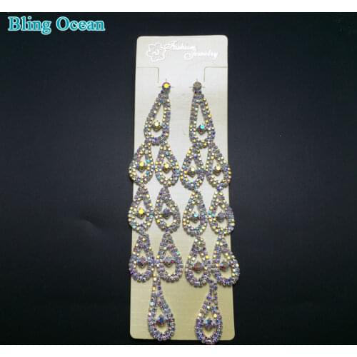 Competition jewelry teardrop crystal AB earrings for competition bikini stage shows color AB eardrop BJE186