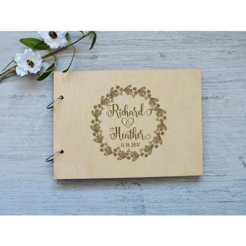 Wooden Guest Book Our wedding guest book Rustic Guestbook Wreath Wedding Guest book Personalized guestbook Wedding autograph boo