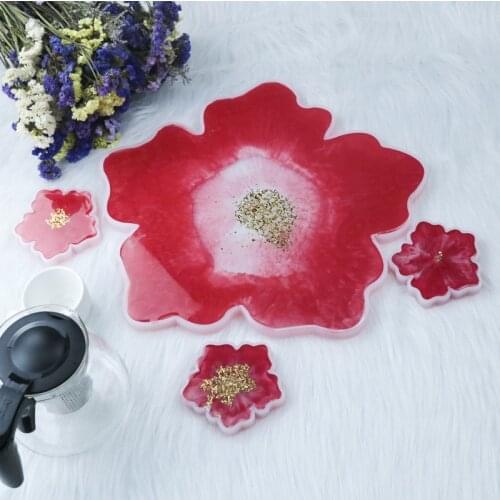 DIY Flower Mold Crystal Epoxy Resin Mold Silicone Mirror Tabletop Table Mold Coaster Base Mold For Jewelry making