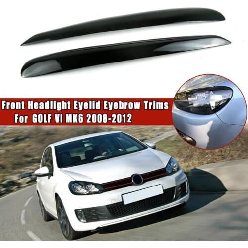 Glossy Black Headlight Eyelids Head Light Lamp Eyebrow Cover Trim for V W Golf 6 MK6 2008 2009 2010 2011 2012