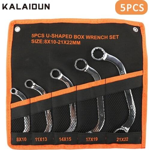 KALAIDUN Key Wrench Set 5Pcs Torx U-Shaped Double-end Universal 8-22mm Metric Spanner Kits Set Multifunction Repair Hand Tools