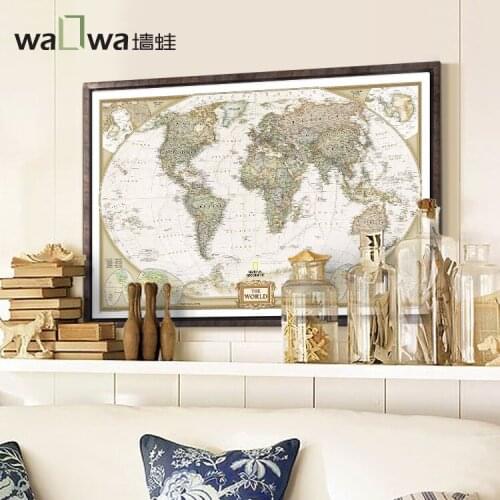 A map of the world hanging wall frog living room painted Vintage American decorative painting wall mural Home Furnishing Office