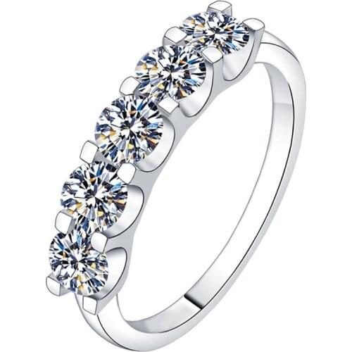 Unique Five Diamonds Real 925 Sterling Silver Ring Women Luxury Jewelry Engagement Creative Wedding Party Gift Exquisite Elegant