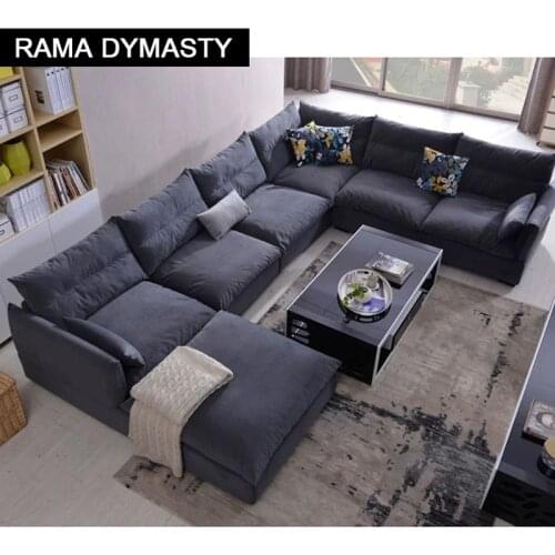 High Quality Living Room Sofa Set Home Furniture Modern Design Fashion Fabric Frame Soft Natural Latex U Shape Home Furniture