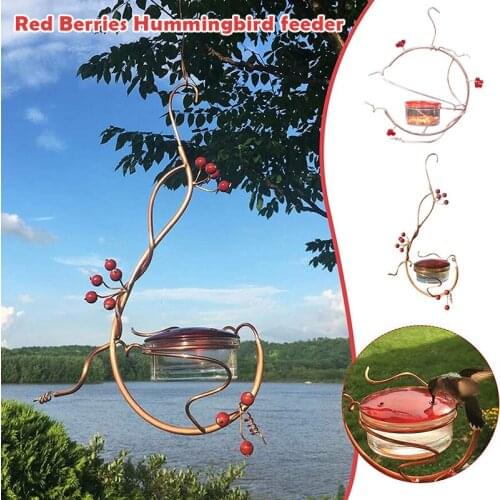 Red Berries Hummingbird Feeder With Flame Coppervines Red Mini-Blossom Dream House Birds House for Little Birds XH8Z