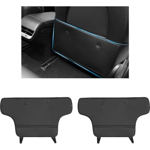 2x Car Leather Seat Back Kick Mat Anti-Kick Pad Backseat Child Kick Guard for Tesla Model 3 / Y 2019-2021 Waterproof