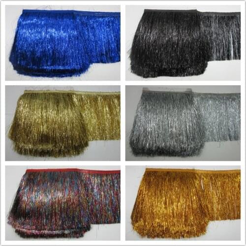 YY-tesco 5 Meters Polyester Lace Tassel Fringe Lace Trim Ribbon Sew Latin Dress Stage Garment Curtain Accessories 15cm Width