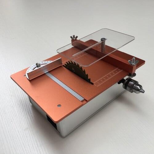 Mini Table Saw Handmade Woodworking Bench Saw DIY Hobby Model Crafts Cutting Tool with two motor , Power Supply