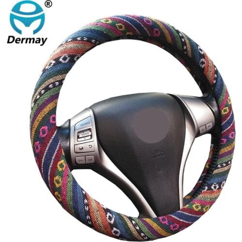 Summer Flax Car Steering Wheel Cover for Versa Almera Primera Tiida Terrano Qashqai 350z Patrol Kicks Murano Auto Accessories