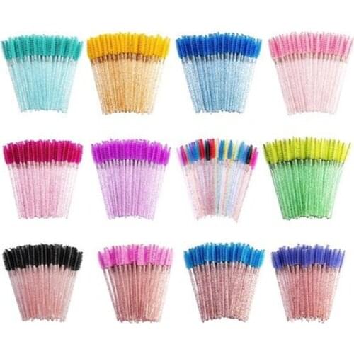 Good Quality Disposable 30 Pcs/Pack Crystal Eyelash Makeup Brush Diamond Handle Mascara Wands Eyelash Extension Tool