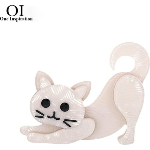 OI Lovely Acrylic Cat Brooch Animal Pins For Women Routine Decoration Accessories Collar Bag Cardigans Ornaments