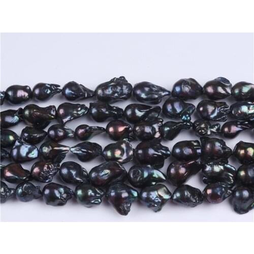 Wholesale 16-20mm black peacock color big baroque pearl strands necklace