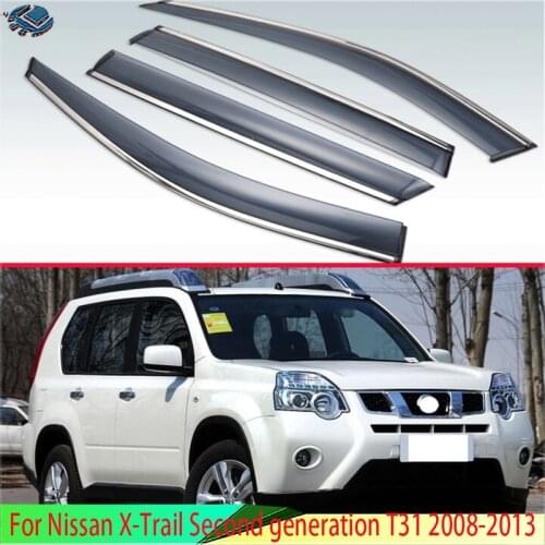 For Nissan X-Trail Second generation (T31) 2008-2013 Plastic Exterior Visor Vent Shades Window Sun Rain Guard Deflector