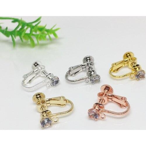 DIY Earrings Ornament Accessories Screw Diamond 4mm Zircon Super Flash No Piercing Painless Ear Clip Material crafts