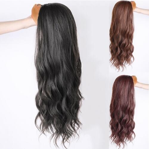 DIANQI Synthetic hair 24 Inch Black Wig With hair Band Long Wavy Half a Headband Wigs for Women Heat Resistant Fiber Hair