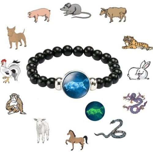 1Pcs Gemini Leo Libra Scorpio Sagittarius 12 Constellation Luminous Bracelet Leather Bracelet Zodiac Charm Jewelry Bracelet