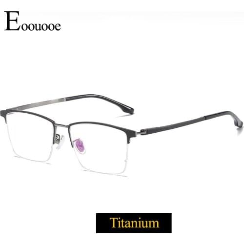 Titanium Glasses Frame Men Square Semi-Rimless Glasses Gafas Myopia oculos de grau masculino