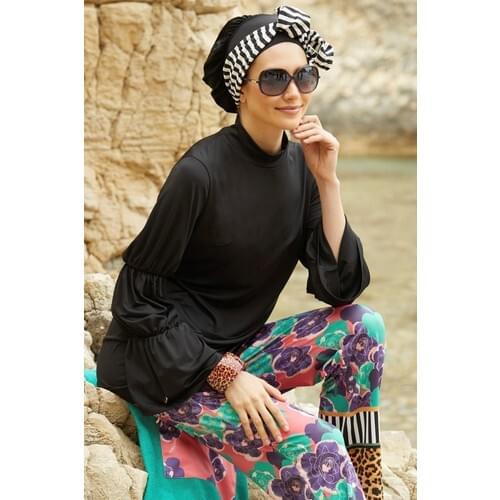 Full Closed Muslim Hijab New Season 2021 Mayovera Fuchsia Floral Design Swimwear