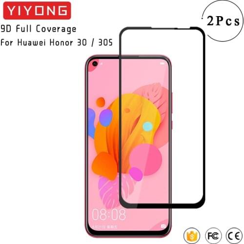 YIYONG 9D Full Cover Glass For Huawei Honor 30 S 30S 20 View 30 Pro V30 Tempered Glass Screen Protector For Huawei Honor 20 V20