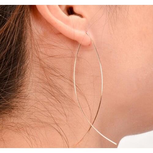 Jisensp Korean Style Simple Fashion Hoop Stud Earrings Geometric Curve Stainless Steel Earrings for Women Girls Party Gift