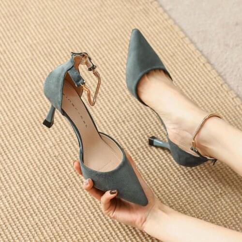 2021 new Women High Heels Brand Pumps Women Shoes Pointed Toe Buckle Strap Summer Sexy Party Shoes Wedding Shoes Plus 34-39