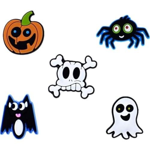 1pcs Shoe Decoration Buckle Charms Accessories Halloween pumpkin ghost spider DIY Combination for croc Bracelets party Gifts
