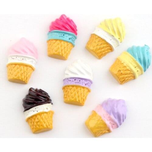 10pcs Mix 11*18mm Resin kawaii flatback cabochon ice cream cone charms pendant diy jewelry making for bracelet earrings necklace