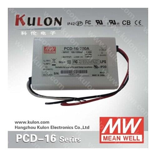 16W 700mA Mean well PCD-16-700 constant current LED power supply AC dimmable 3 years warranty