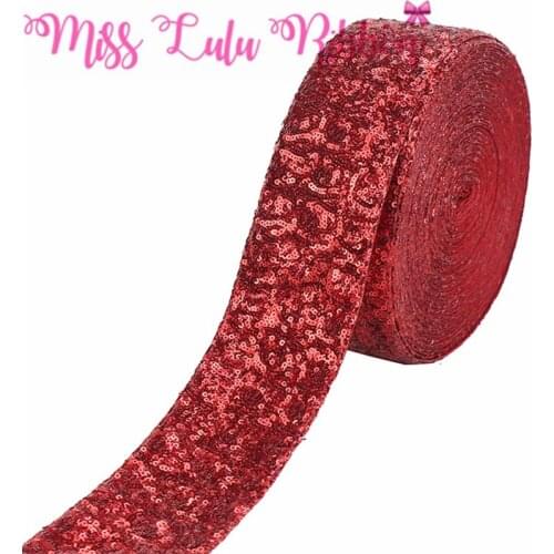 3"75mm Shiny Rose Sequin Cutting Ribbon (3mm small sequins) Glitter Red DIY Hair Band Gift Bowknows Making 25yards/roll