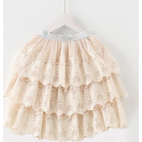 3 Layers Cotton Lace Skirt for Princess Girls Tutu Skirt Toddler Baby Party Wedding Pettiskirt Children Dancing Costumes 1-7 Yrs