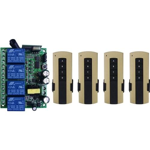 500m Universal AC110V 220V 230V 10A Relay 4CH 4 CH Wireless RF Remote Control Switch Transmitter+Receiver Module /lamp/ window